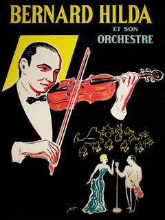 "Bernard Hilda Et Son Orchestre," Vintage Poster signed by Charles Kiffer