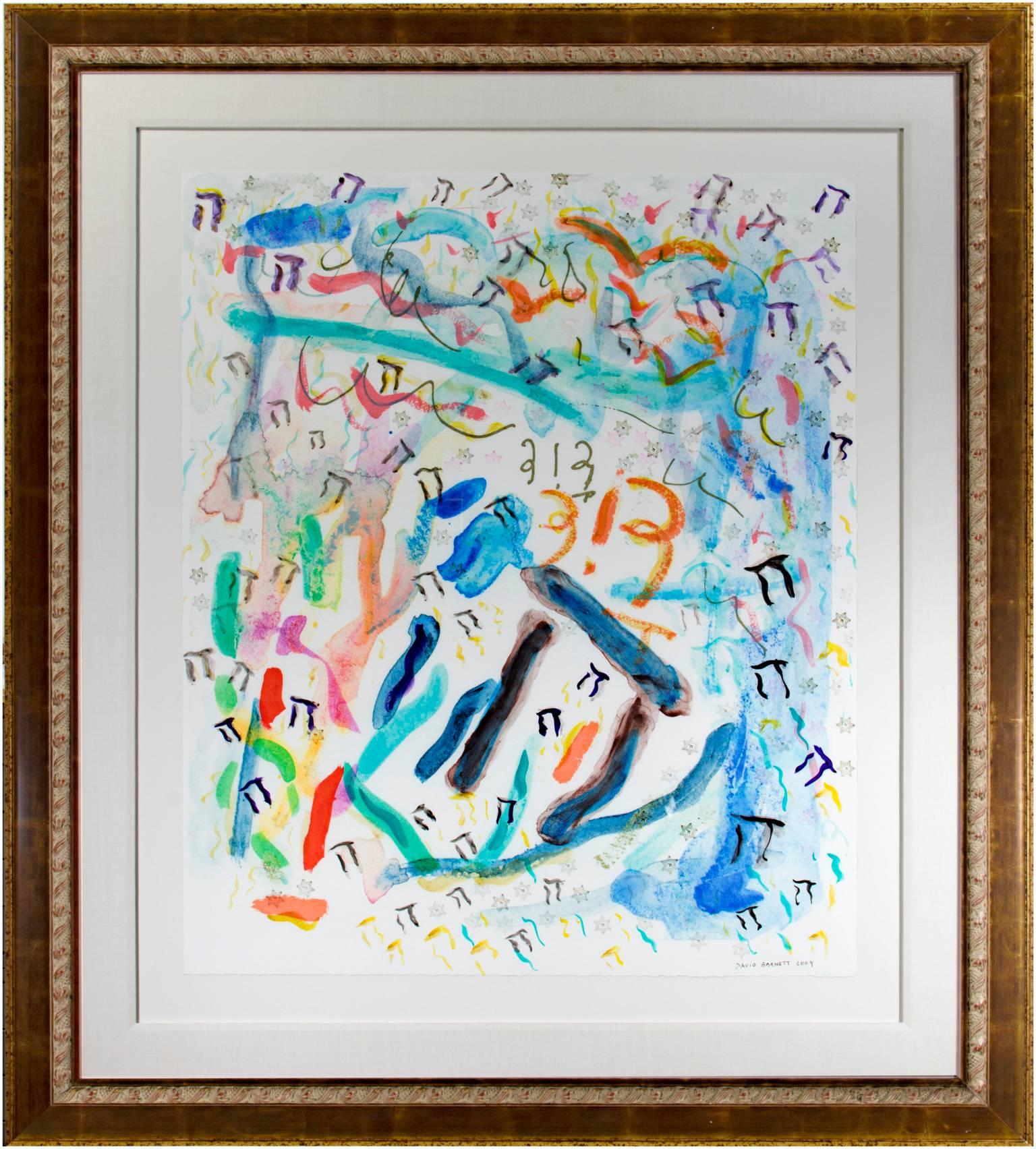 'Celebrate Life: L' Chaim' Festive Original Mixed Media Artwork by David Barnett For Sale 1