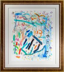 Celebra la vida: L' Chaim' Obra de arte festiva original en técnica mixta de David Barnett