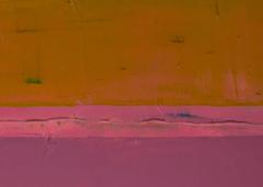 Pintura al óleo abstracta contemporánea púrpura rosa amarillo verde minimalista