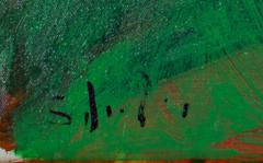 Fin du 20e siècle, portrait de visage en gros plan, coloré, peinture à l'huile rouge et verte