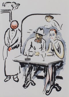 "In the Cafe -La Garconne Series, " a Color Pochoir by Kees van Dongen