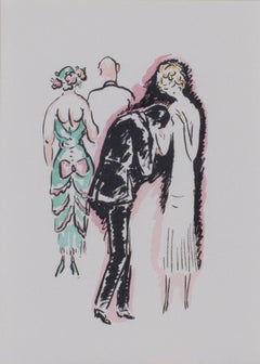 "The Night Out - La Garconne Series, " a Color Pochoir by Kees Van Dongen 