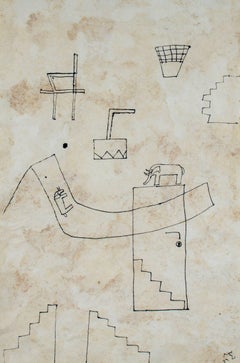"Deux Éléphants", dessin à l'encre sur papier intitulé par Miguel Castro Lenero