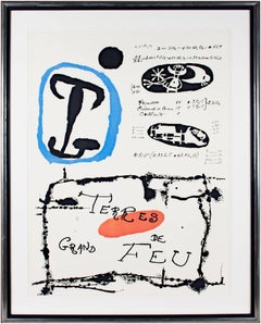 "Derrière le Miroir, Terres de Grand Feu" Lithographie couleur originale de Joan Miro
