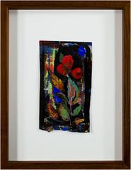 Red Flowers (mixed media on paper, framed)
