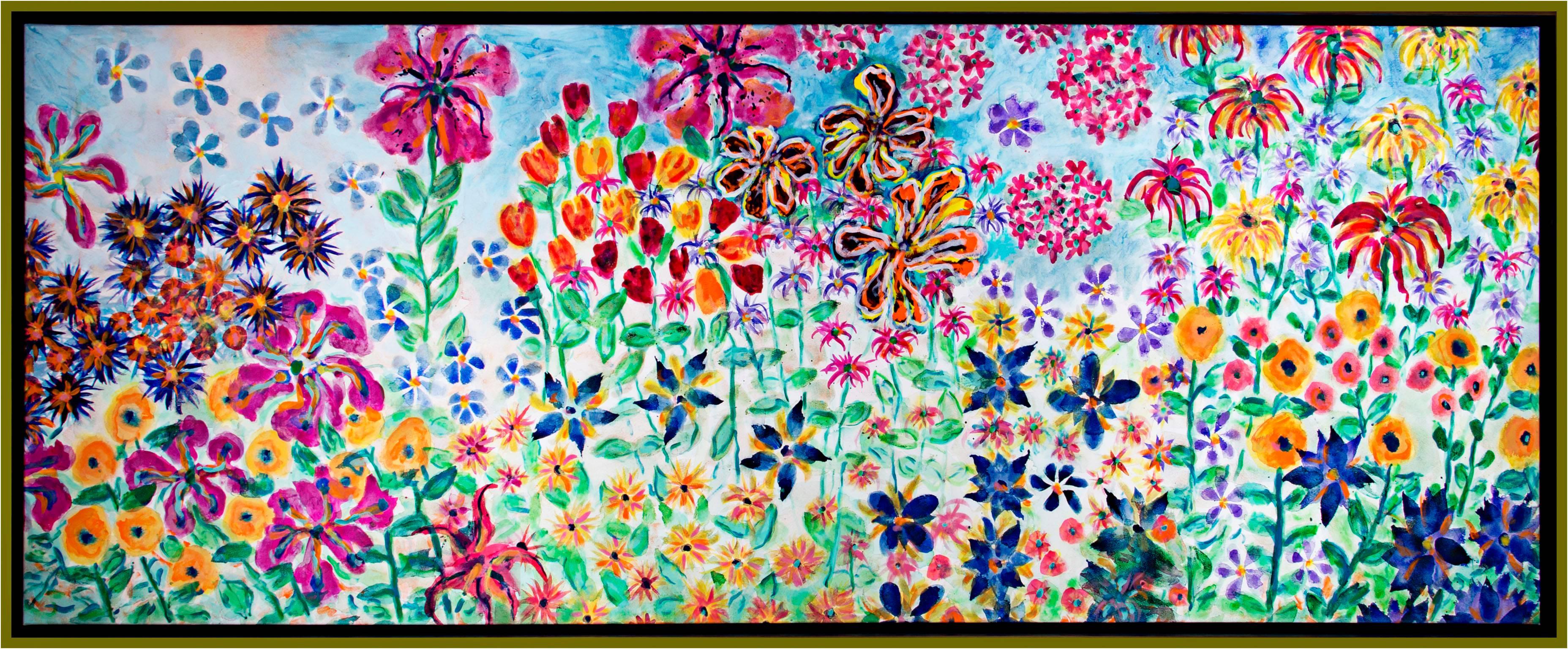 Perennial Panorama with Multi-flavored Taffy Flowers - Mixed Media Art by David Barnett