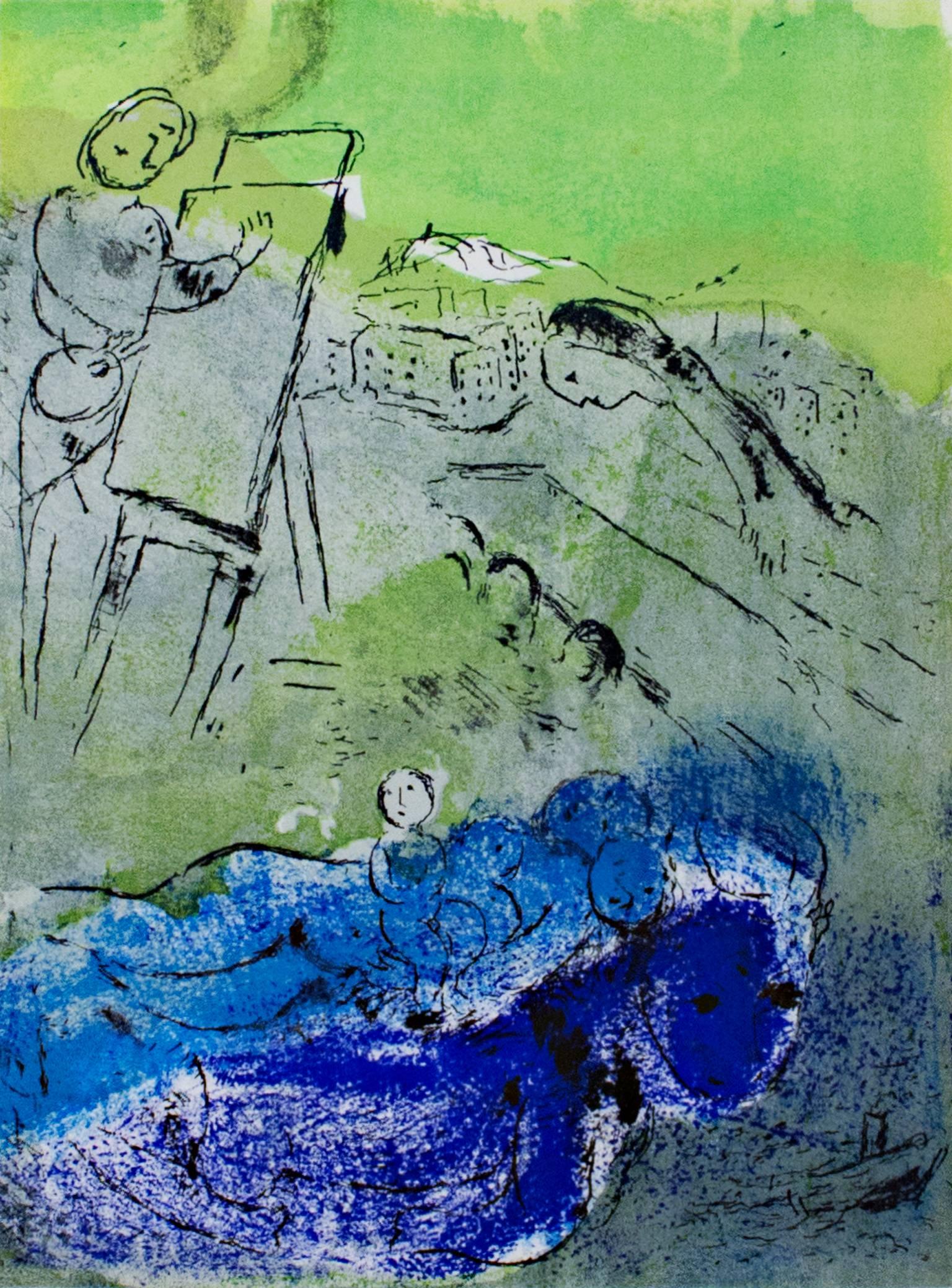 Marc Chagall Landscape Print - Vision of Paris II (double-sided)