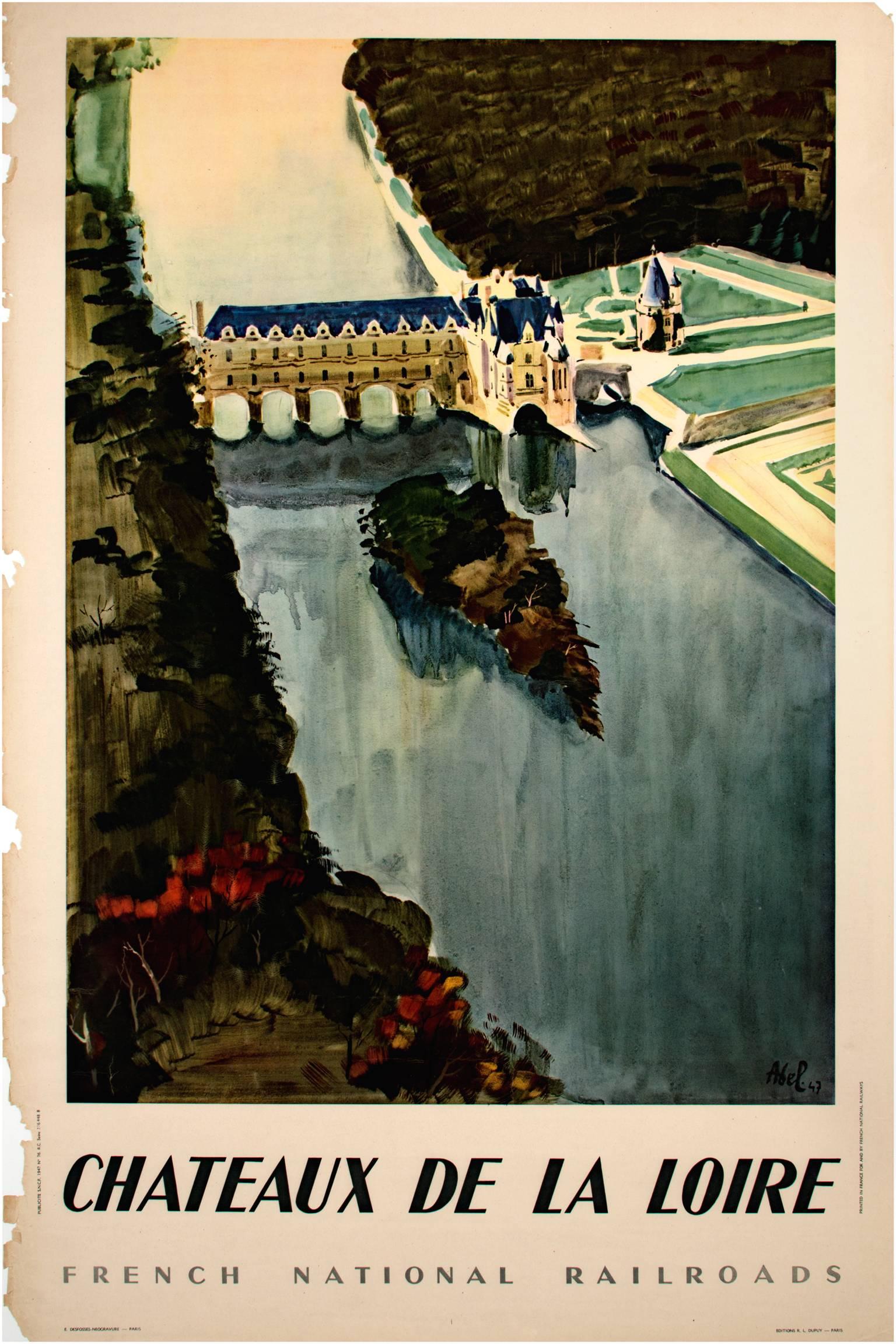 Robert Abel Landscape Print - "Chateaux De La Loire (Societe Nationale des Chemins de Fer Francais)"