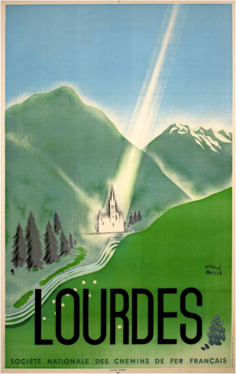 Herve Baille Landscape Print - Lourdes (Societe Nationale des Chemis de Fer Francais)