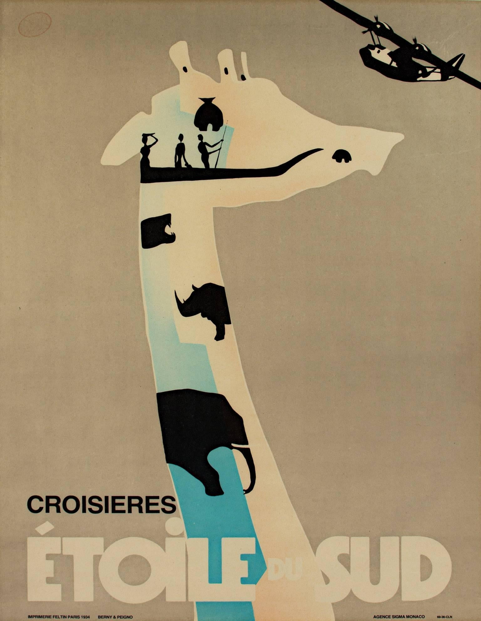 "Croisieres Etoile Du Sud, " an Original Color Lithograph by Berny Et Peignot