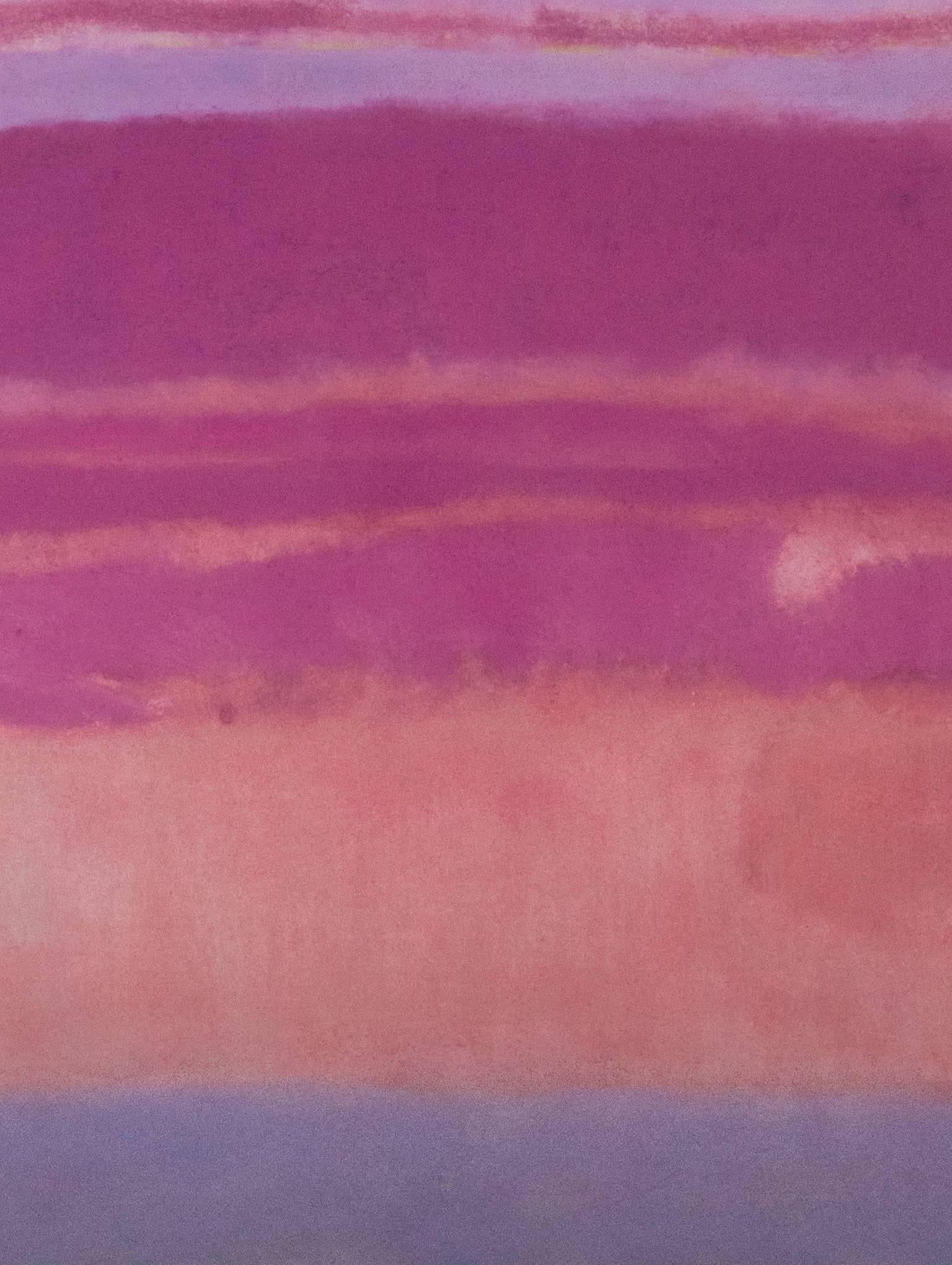 « Paysage rose et rouge », un pastel abstrait de Sue Bartfield  1