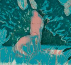 "Fig Trees-Antibes, " Color Lithograph signed by Paul Guiramand