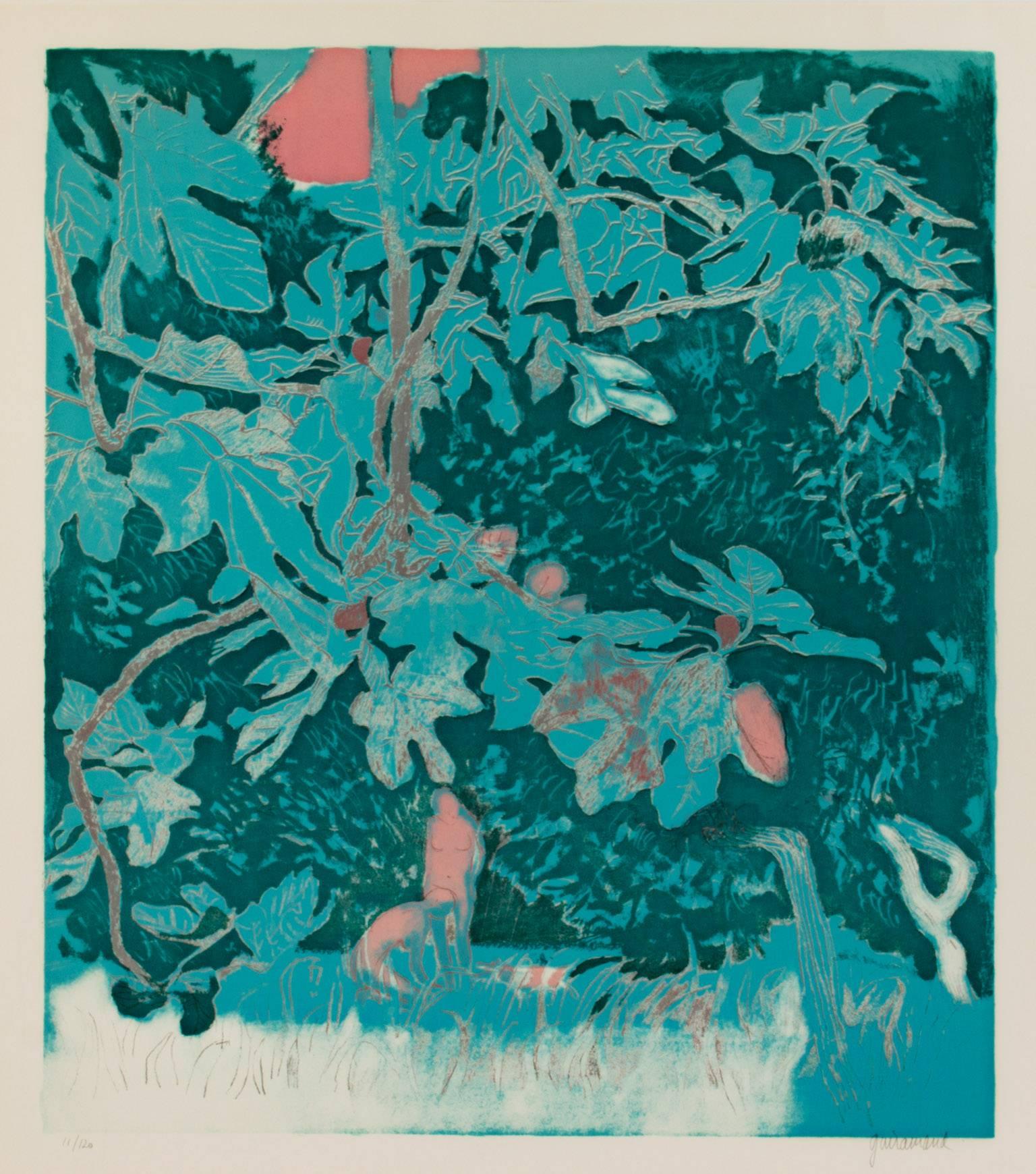 "Fig Trees-Antibes, " Color Lithograph signed by Paul Guiramand