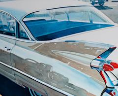 contemporary realist watercolor painting car closeup parking lot signed