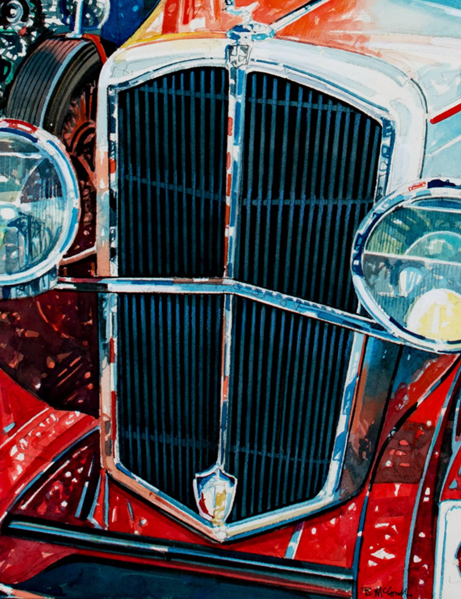 „Car Museum“, ein von Bruce McCombs signiertes Aquarell im Angebot 3