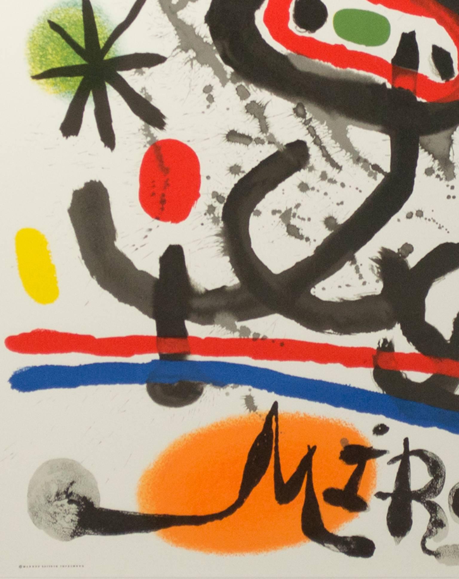 Abstract color lithograph 20th century poster signed - Print by Joan Miró