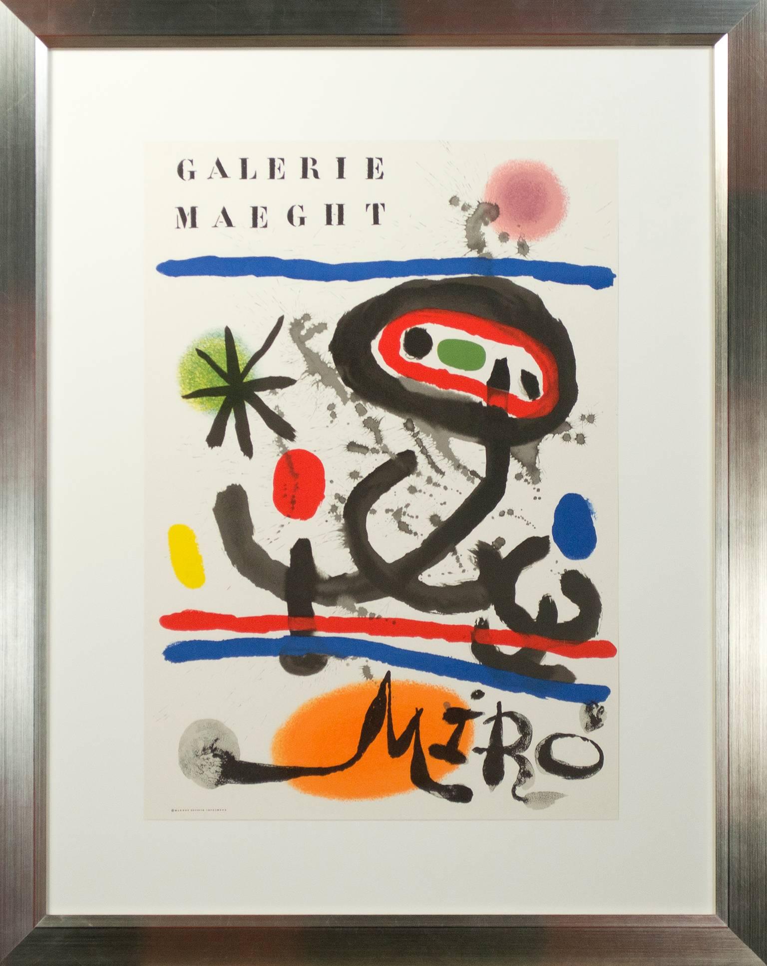 „Galerie Maeght Miro Maqght Editeur Imprimeur“, Original-Lithho von Joan Miro (Beige), Abstract Print, von Joan Miró
