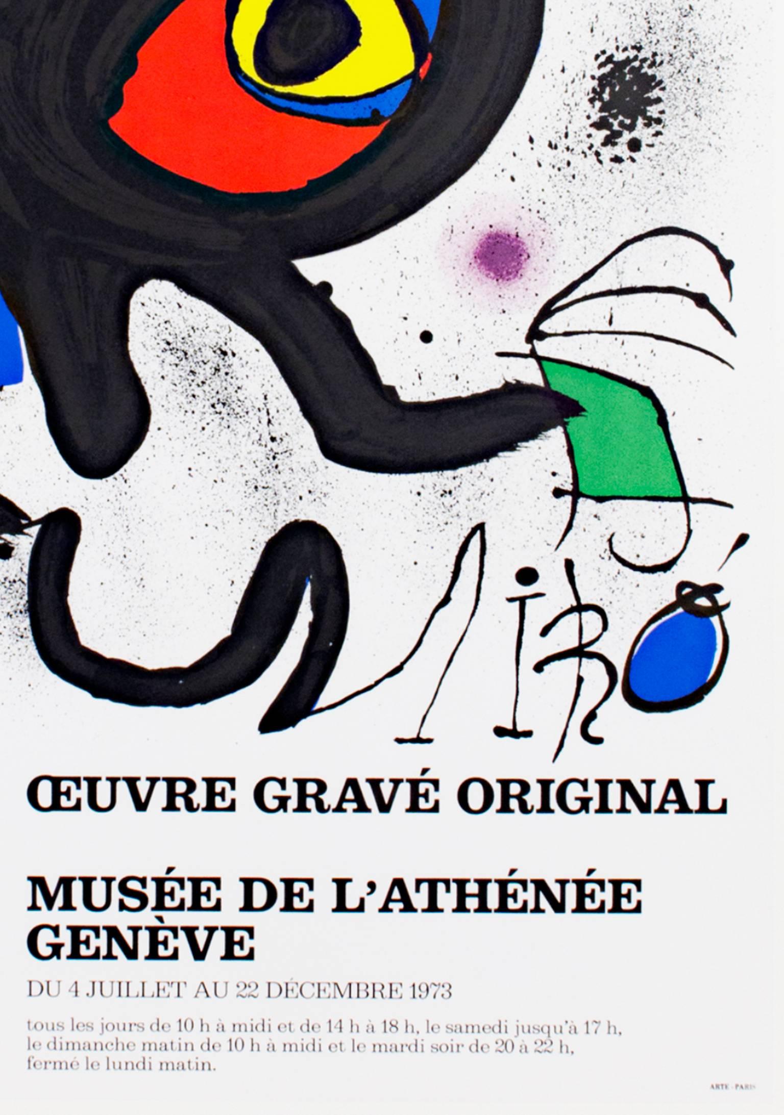 « See De L'Atheneee Ed. of 1000 », affiche originale de lithographie en couleur de Joan Miro - Print de Joan Miró