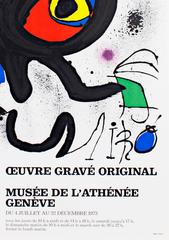 "Musee De L'Athenee Ed. of 1000, " Original Color Lithograph Poster by Joan Miro
