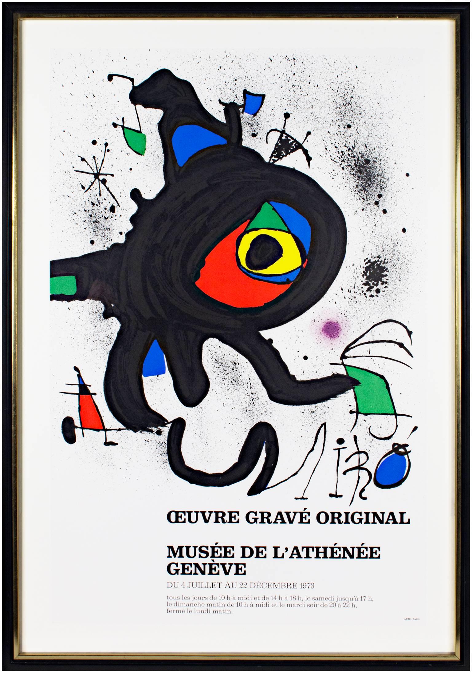 « See De L'Atheneee Ed. of 1000 », affiche originale de lithographie en couleur de Joan Miro - Gris Abstract Print par Joan Miró