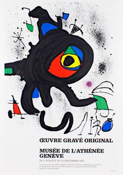 "Musee De L'Athenee Ed. of 1000," Original Color Lithograph Poster by Joan Miro