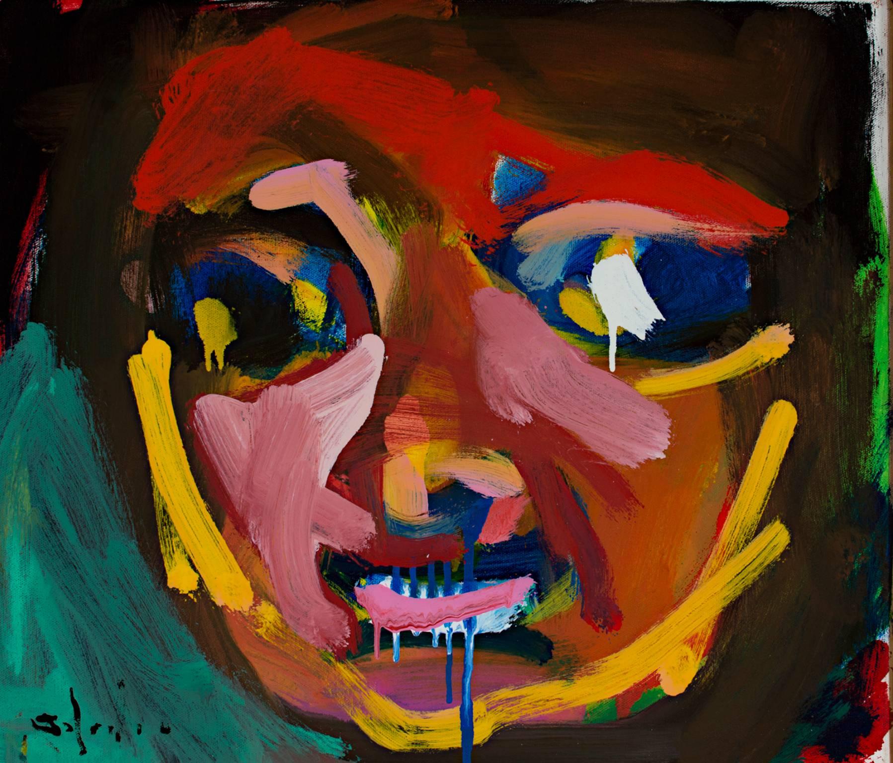 "Puck" est un portrait original peint à l'huile sur toile par Matthew Schaefer. La figure abstraite est une conception unique et colorée dont le prix est inférieur à 3 000 dollars. Grâce à ses dimensions, il convient parfaitement à la plupart des