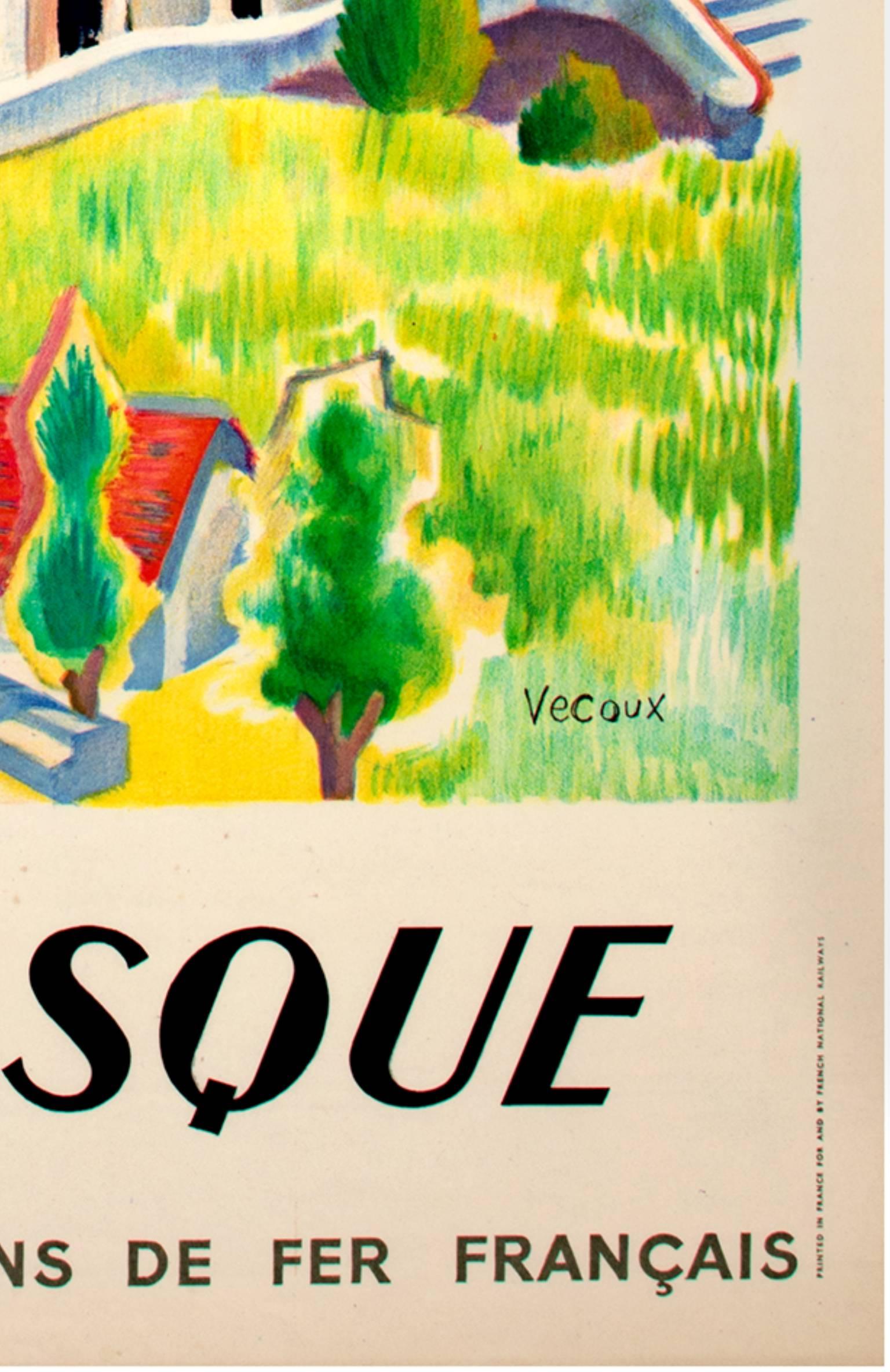 „Cote Basque (Societe Nationale des Chemins de Fer Francais)“ signiert von Vecoux im Angebot 4