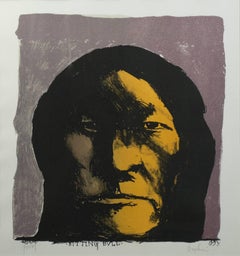 "Sitting Bull, " an Original Color Lithograph signed by Leonard Baskin 