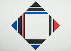 "Red/Blue/Black Diamond" Silkscreen Print signed by Ilya Bolotowsky