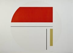 "Red & White Tondo," Silkscreen Geometric Print signed by Ilya Bolotowsky