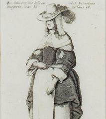 "Woman in a European National Dress, " original engraving by W. Hollar