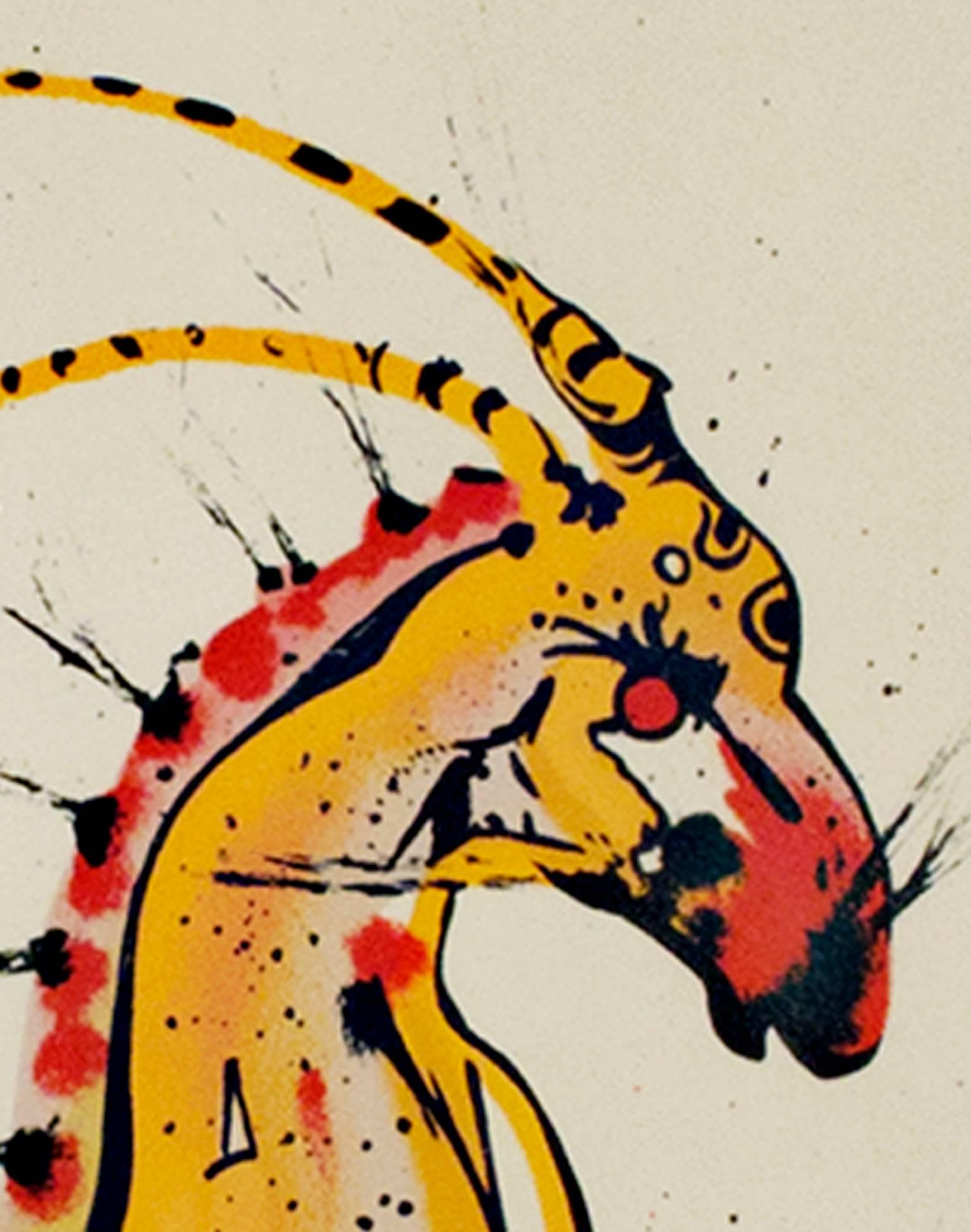 „“Signs of the Zodiac Series: Capricorn““, ein von Salvador Dal signiertes Originallithographie (Beige), Animal Print, von Salvador Dalí
