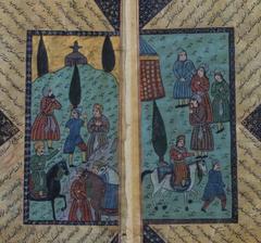 "La famiglia reale saluta gli abitanti della città", un dittico a tempera della fine del XIX secolo.