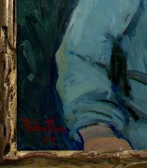 20th century oil painting portrait child subject female artist signed