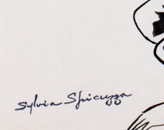 "Cinque facce #736", un disegno a inchiostro nero firmato da Sylvia Spicuzza