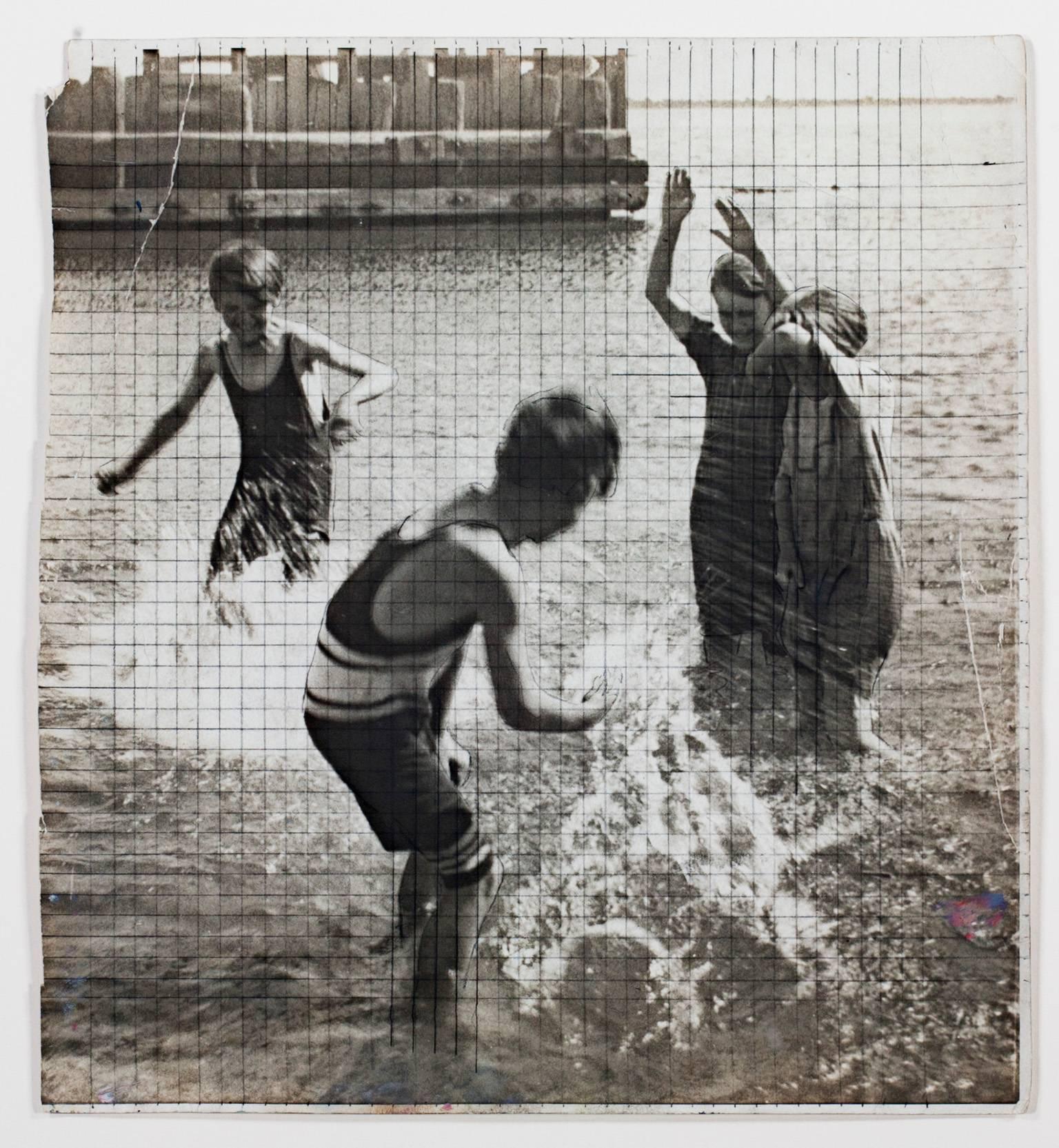 Francesco Spicuzza Figurative Photograph - "Children Playing in Water-Lake Michigan (The Splash), " a Siver Gelatin Photo 