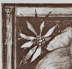 "Girl With Flowers, " Lithograph signed by an unknown artist (WJR)
