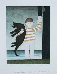 "La passeggiata", litografia su carta firmata da Will Barnet