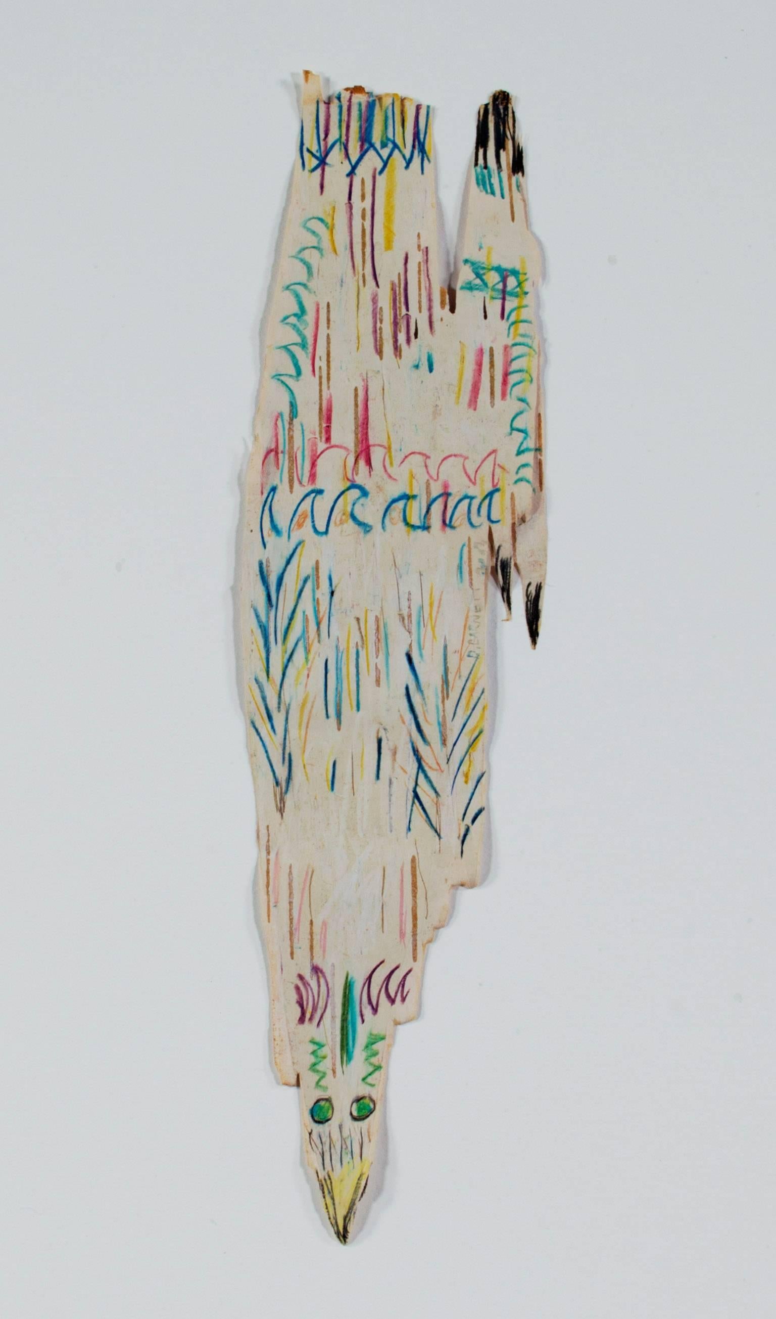 "Bald Eagle River Spirit, " an Oil and Pencil on Birch Bark signed by Barnett - Art by David Barnett