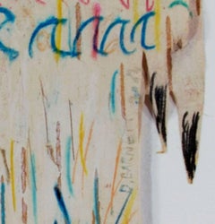 „Bald Eagle River Spirit“, Öl und Bleistift auf Birkenbark, signiert von Barnett