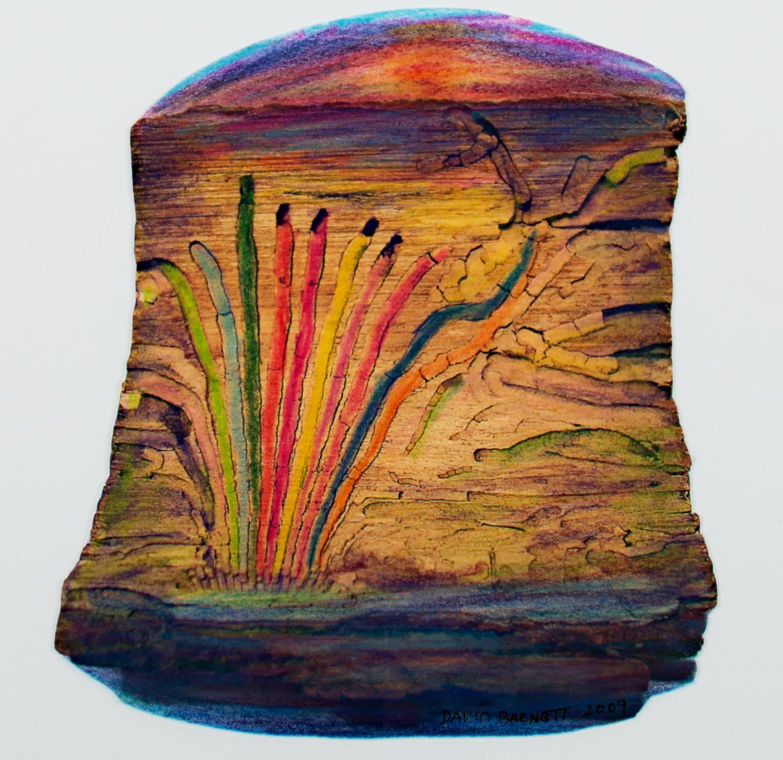 texture del legno contemporaneo astratto colorato acquerello tecnica mista firmato - Mixed Media Art di David Barnett