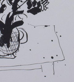 "Black & White Bouquet, " an Offset Lithograph signed by Marc Chagall