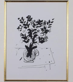 "Black & White Bouquet, " an Offset Lithograph signed by Marc Chagall