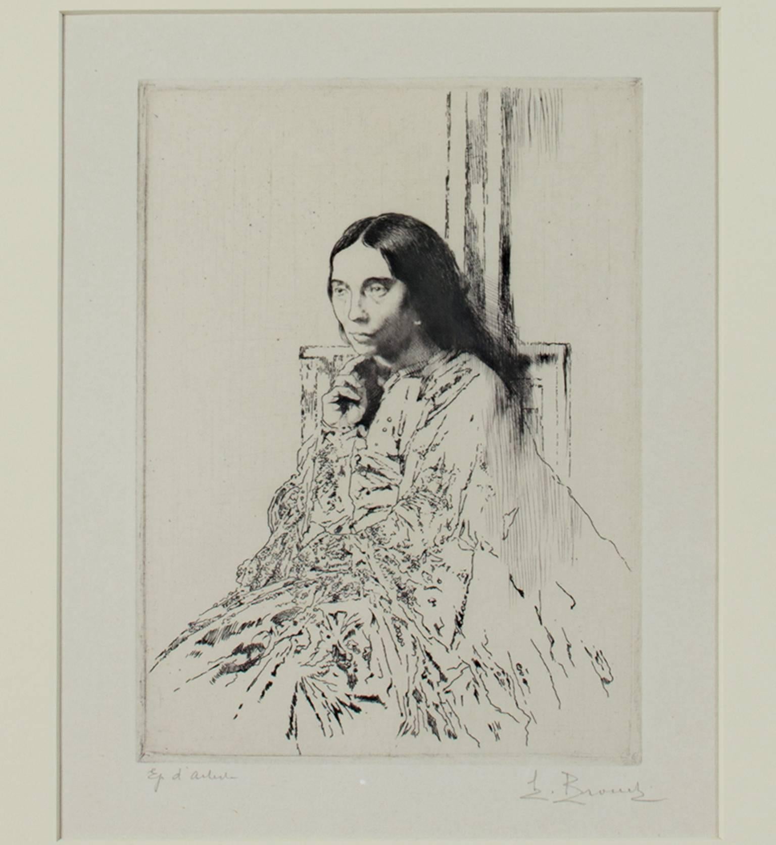 "La Mere de Whistler, " an Etching and Drypoint signed by Auguste Brouet