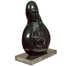 "Mother & Child, " Carved Serpentine Stone signed by Virimai Banga