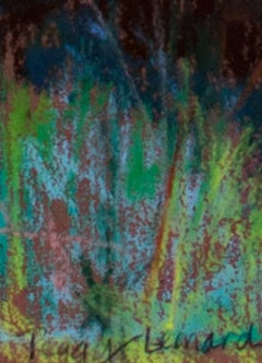 Contemporary Pastell bunte Landschaft Bäume Gras Wald Szene unterzeichnet