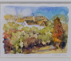 "Barker Road Residence," a Watercolor signed by Craig Lueck