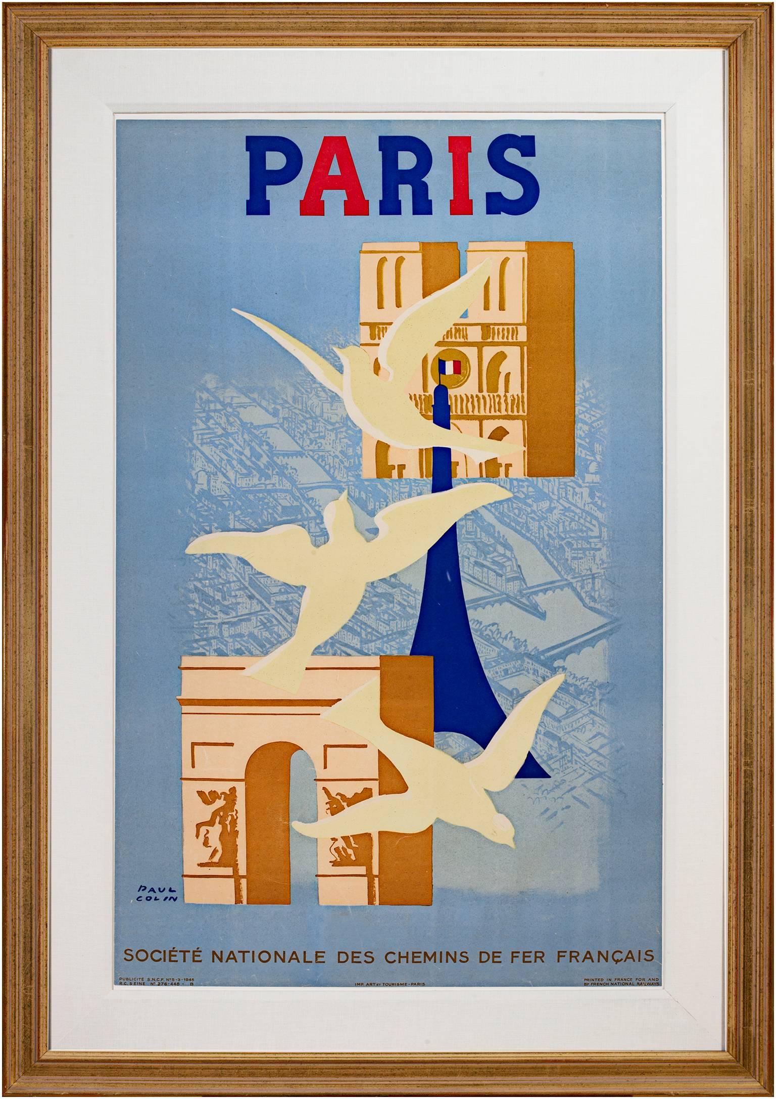 Original-Lithographieplakat „Paris“, signiert von Paul Colin im Angebot 5