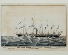 „Iron Steam Ship Great Britain“, eine Originallithographie von Nathaniel Currier, „Iron Steam Ship Great Britain“